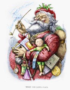 Merry Old Santa Claus, graverad av konstnären, 1889 (handfärgad gravyr)